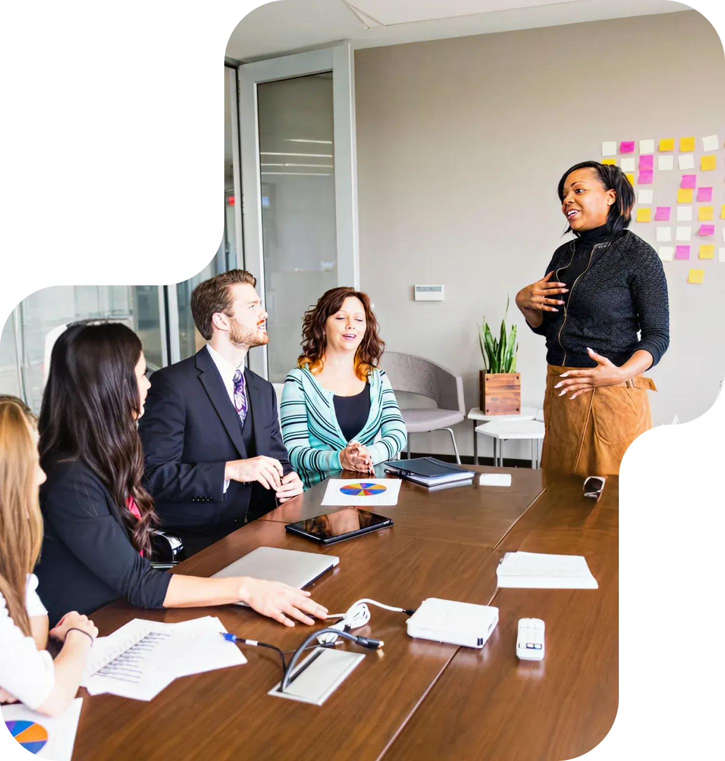 Team collaborating in a meeting